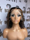 Streaked Deep Curly Transparent Lace frontal Bob wig