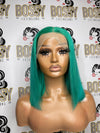 Turquoise Transparent lace frontal Bob wig