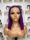 Purple Transparent lace frontal Bob wig