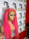 Pink Curly 13x4 wig 24”