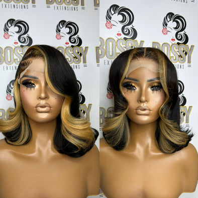 Curls Blonde stripe Transparent Closure
