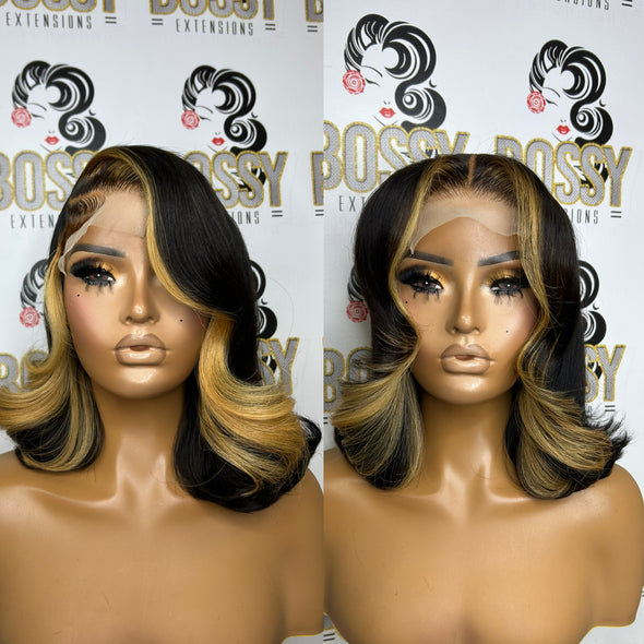 Curls Blonde stripe Transparent Closure