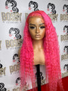 Pink Curly 13x4 wig 24”