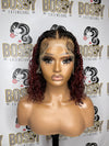 1B/Burgundy Deep WaveTransparent Lace frontal Bob wig