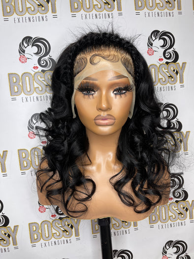 Black Body wave Transparent Lace frontal wig 20”