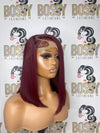 Straight Burgundy Transparent Closure Bob