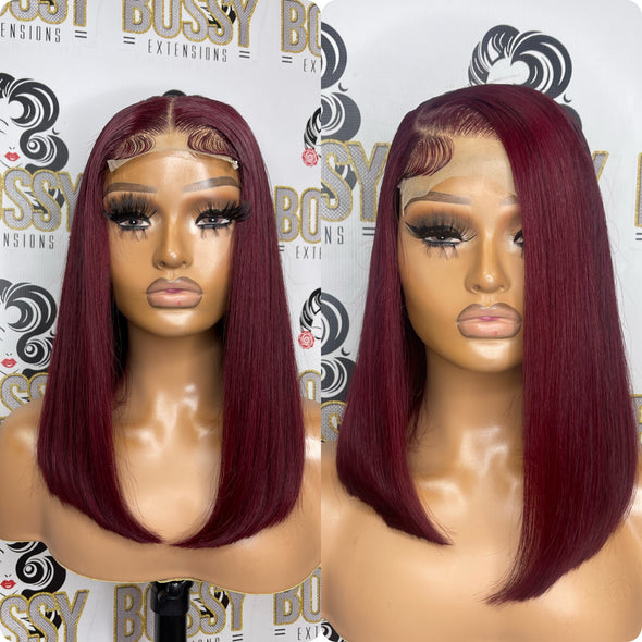 Straight Burgundy Transparent Closure Bob