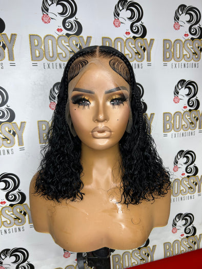 Deep Curly Transparent Lace frontal Bob wig