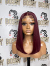 Straight Burgundy Transparent Closure Bob