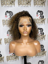 Streaked Kinky Curly Lace frontal bob wig