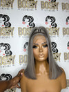 Gray straight Lace frontal bob wig
