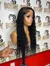 Black Deep Curly Transparent Lace closure wig 26”