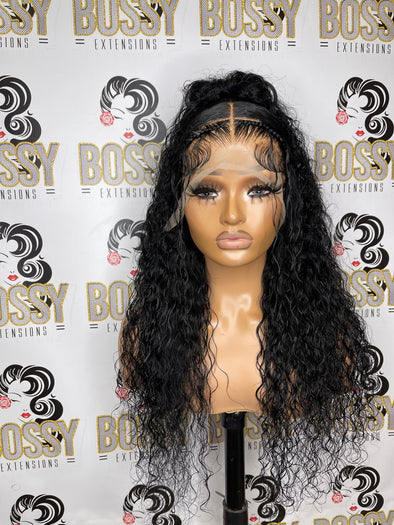 Black Deep Curly Transparent Lace frontal wig 24”
