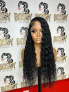 Black Deep Curly Transparent Lace closure wig 26”