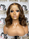 Brown Beach wave Lace front Bob wig