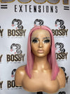 Pink Transparent lace frontal Bob wig