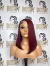 Straight Burgundy Transparent Closure Bob