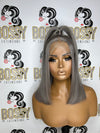 Gray straight Lace frontal bob wig