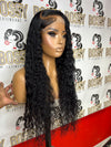 Black Deep Curly Transparent Lace closure wig 26”