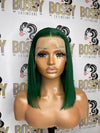 Green Transparent lace frontal Bob wig