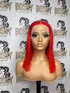 Red Transparent lace frontal Bob wig