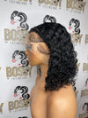 Black Curly Lace front bob wig